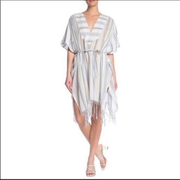 FRAME Striped Cotton Gauze Cover Up Dress One Size - Picture 2 of 10